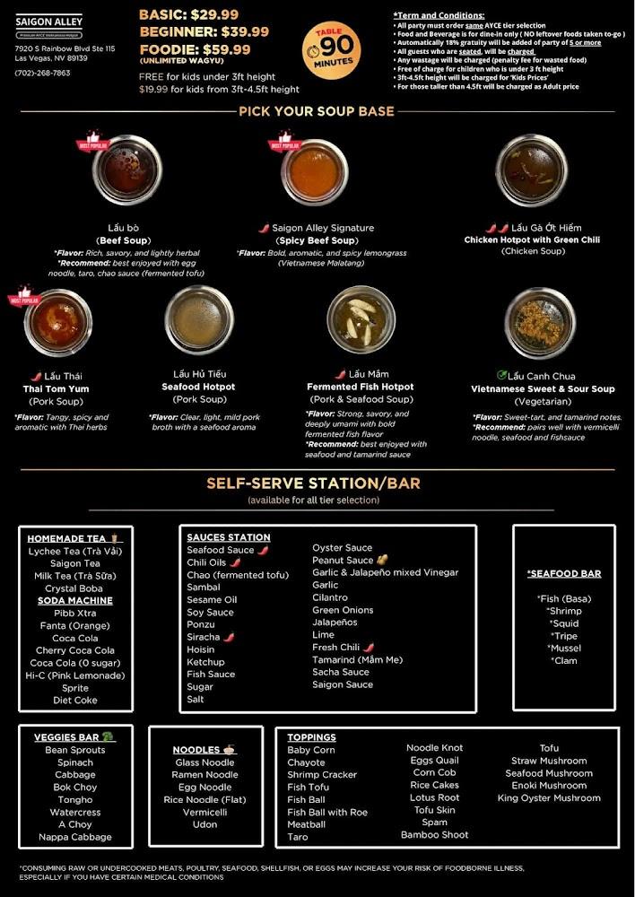 Saigon Alley AYCE Hotpot Menu image 1